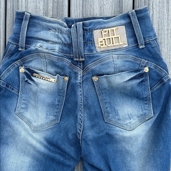 RARE Pit Bull - distressed high rise skinny with bling blue jeans - size 6 - Picture 6 of 10